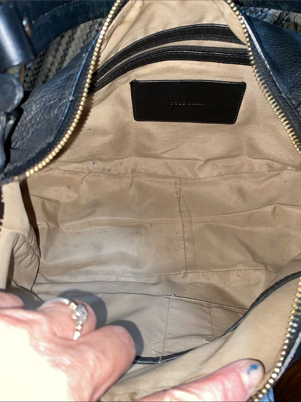 Cole Haan Black pebble Leather Shoulder Bag with Gold-Tone Accents - Picture 11 of 16